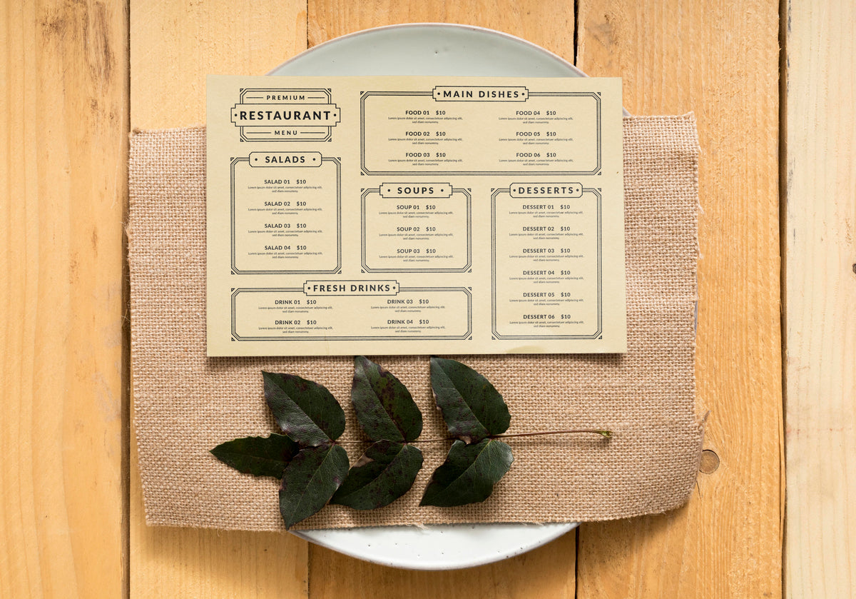Custom takeaway menu print example