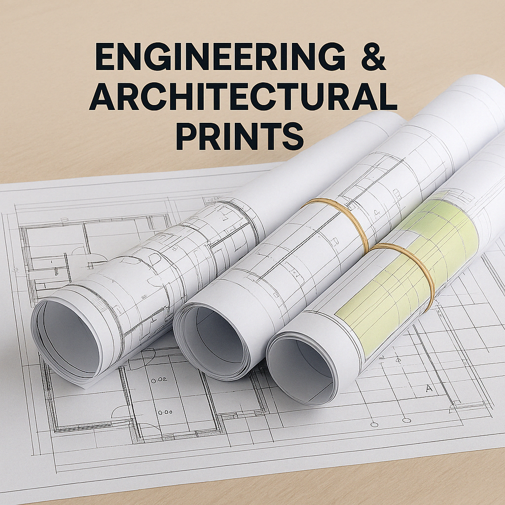 A0, A1 and A2 architectural plan print examples