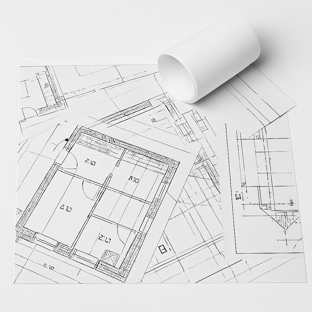 Architectural CAD plan printing with technical drawings