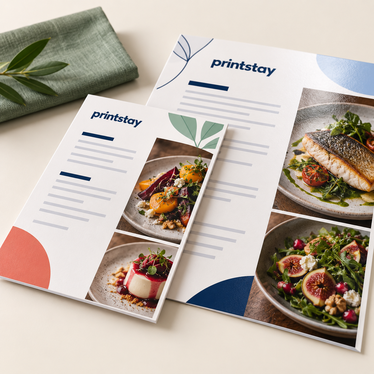 Close-up of premium printed restaurant menus and card finishes